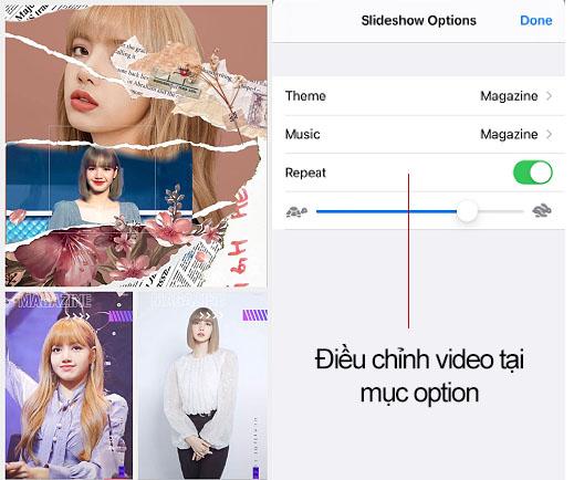 Điều chỉnh chủ đề, nhạc, vòng lặp cho video bằng iphone