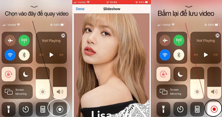 Lưu video slideshow bằng tính năng quay màn hình trên Iphone