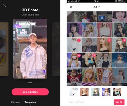 Chọn template có sẵn trên tiktok