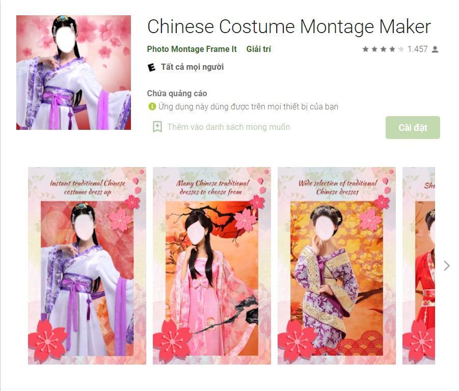 Ứng dụng Chinese Costume Montage Maker ghép ảnh cổ trang Trung Quốc