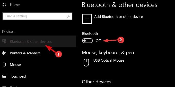 Tắt Bluetooth để khắc phục lỗi laptop không vào được wifi
