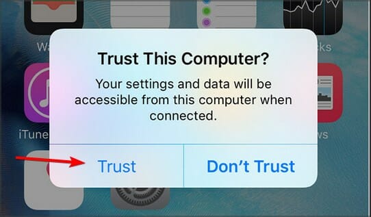 Chọn nào lựa chọn Trust/ Đáng tin cậy trên thiết bị IOS của bạn
