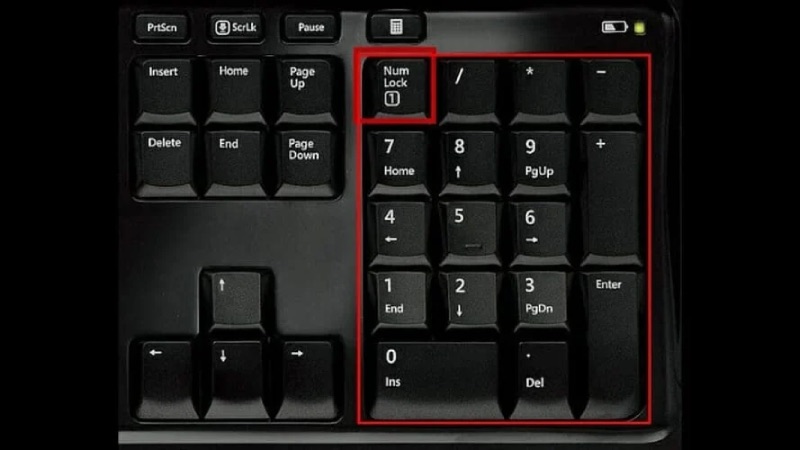 Nhấn Num Lock trên bàn phím