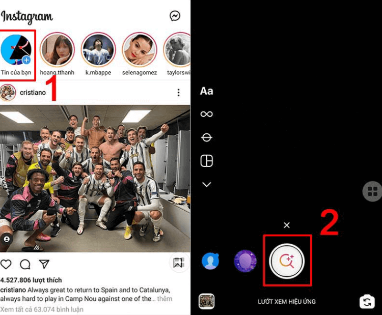 Cách mở chức năng chụp ảnh của Instagram