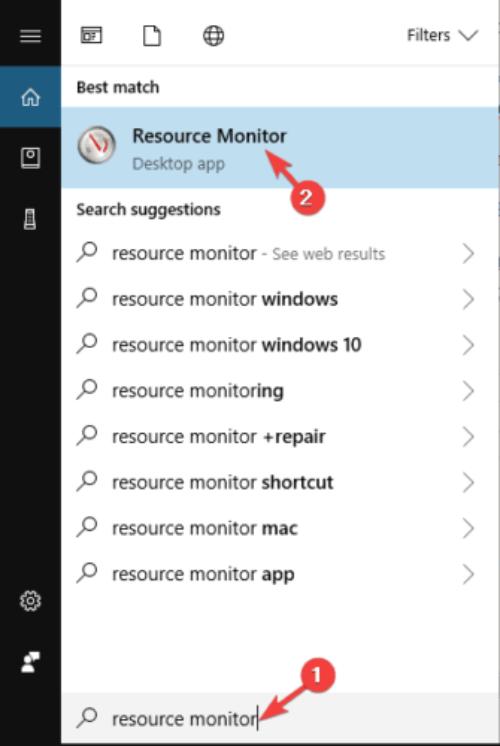 Trình duyệt Resource Monitor