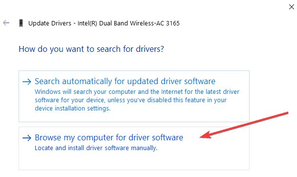 Nhấp vào chuột trái “Browse my computer for driver software”
