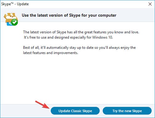 Chọn Update Classic Skype