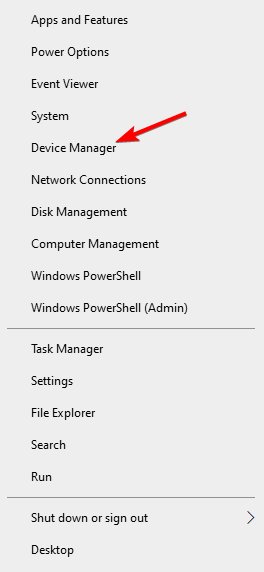Nhấn Windows + X và chọn trình quản lý thiết bị