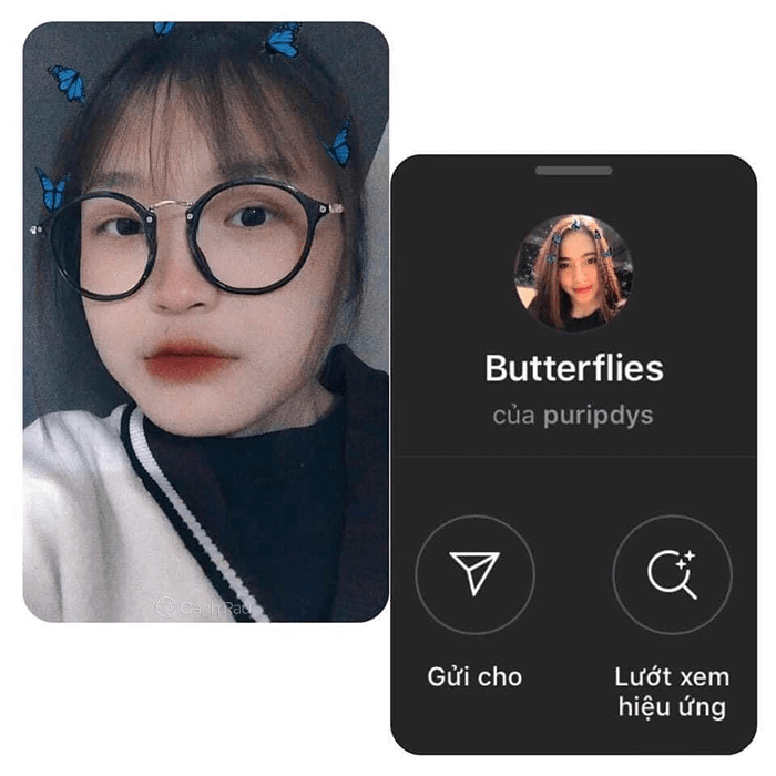 Trông xinh như nữ thần của loài bướm với filter Butterfly